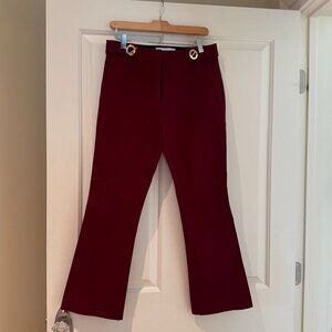 Size 6 Derek Lam Cropped Flare Pants, Grommet Detail, Burgundy, Excellent Cond